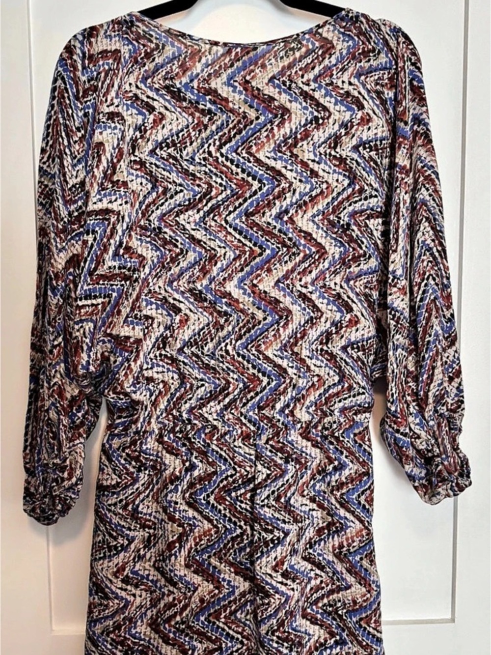 Parker Geometric Mini Dress in Blue & Red Size Medium Like New